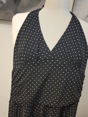 BCBGMaxAzria Black Dress with Pink Polka Dots Size L Y2K